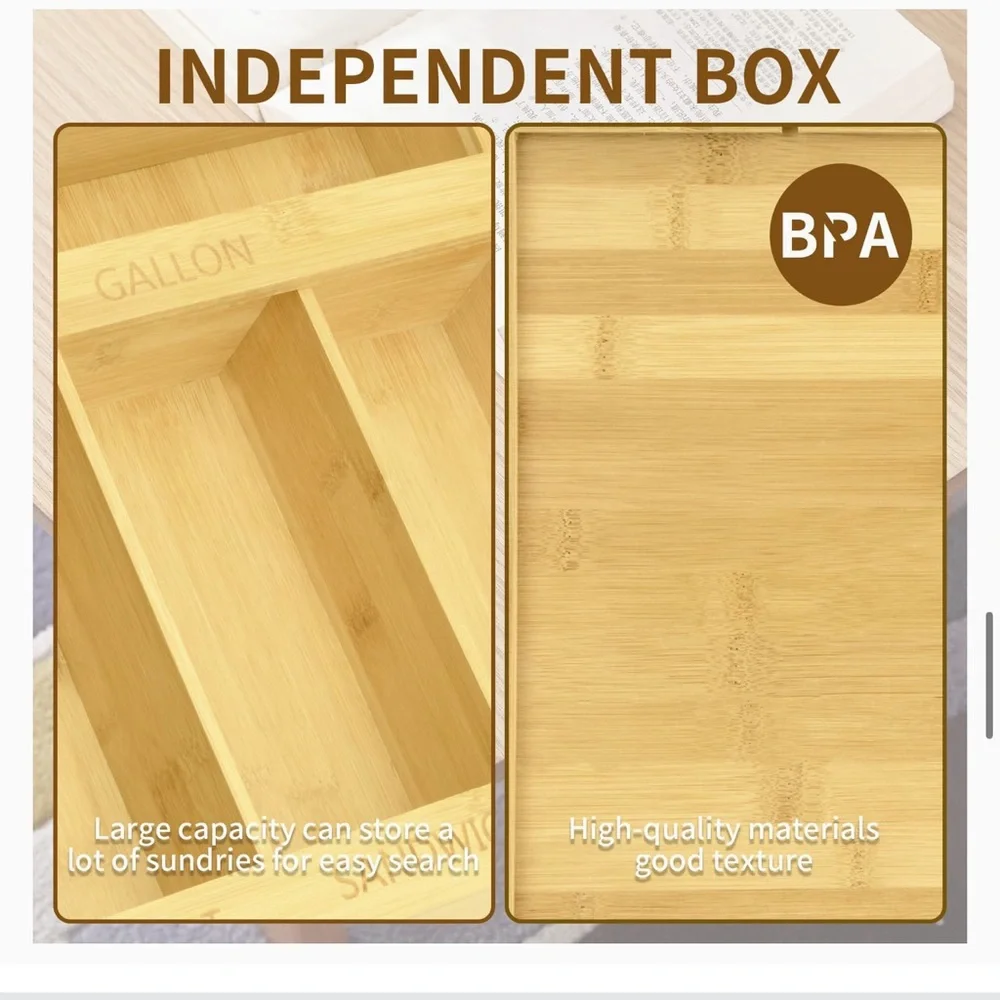 Bamboo ziplock storage organizer